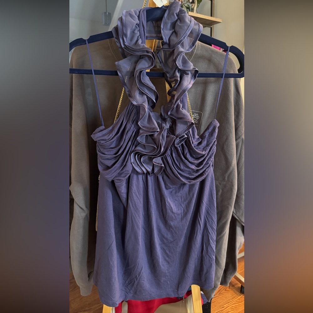 Express  Ruffled Halter Top -Purple